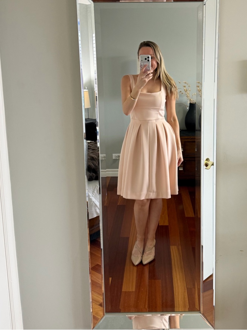ASOS Petite Peach Pink Sleeveless Square Neck Formal Midi Dress Size 8 US